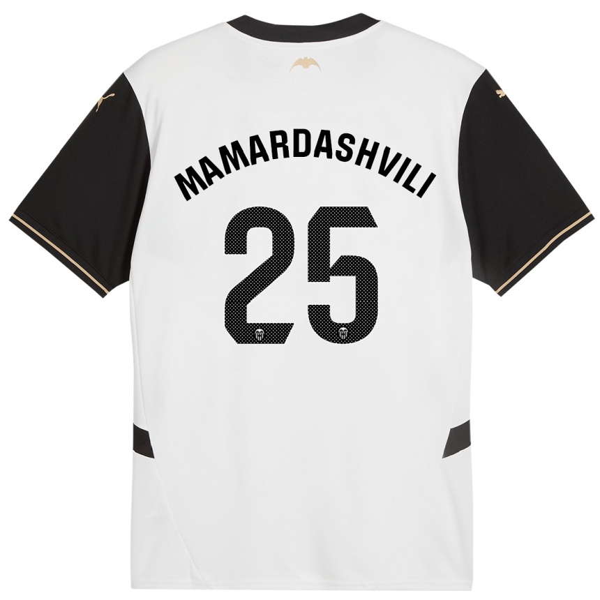 Niño Fútbol Camiseta Giorgi Mamardashvili #25 Blanco Negro 1ª Equipación 2024/25 Perú