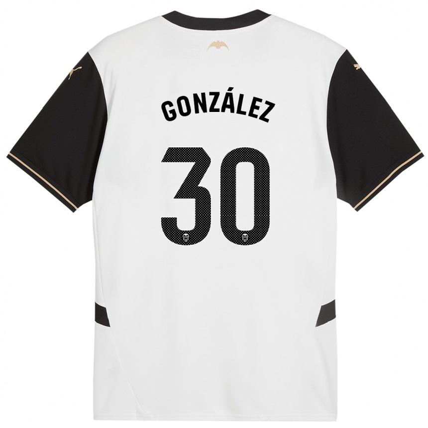 Niño Fútbol Camiseta Hugo González #30 Blanco Negro 1ª Equipación 2024/25 Perú