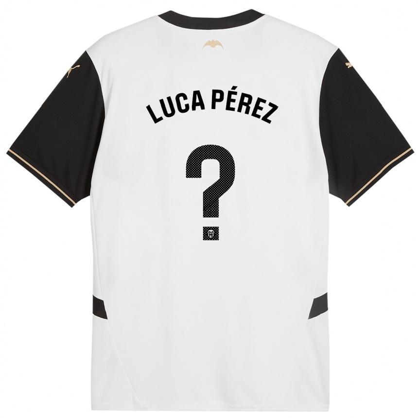 Niño Fútbol Camiseta Simón Luca Pérez #0 Blanco Negro 1ª Equipación 2024/25 Perú