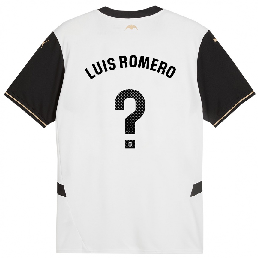 Niño Fútbol Camiseta Luis Romero #0 Blanco Negro 1ª Equipación 2024/25 Perú