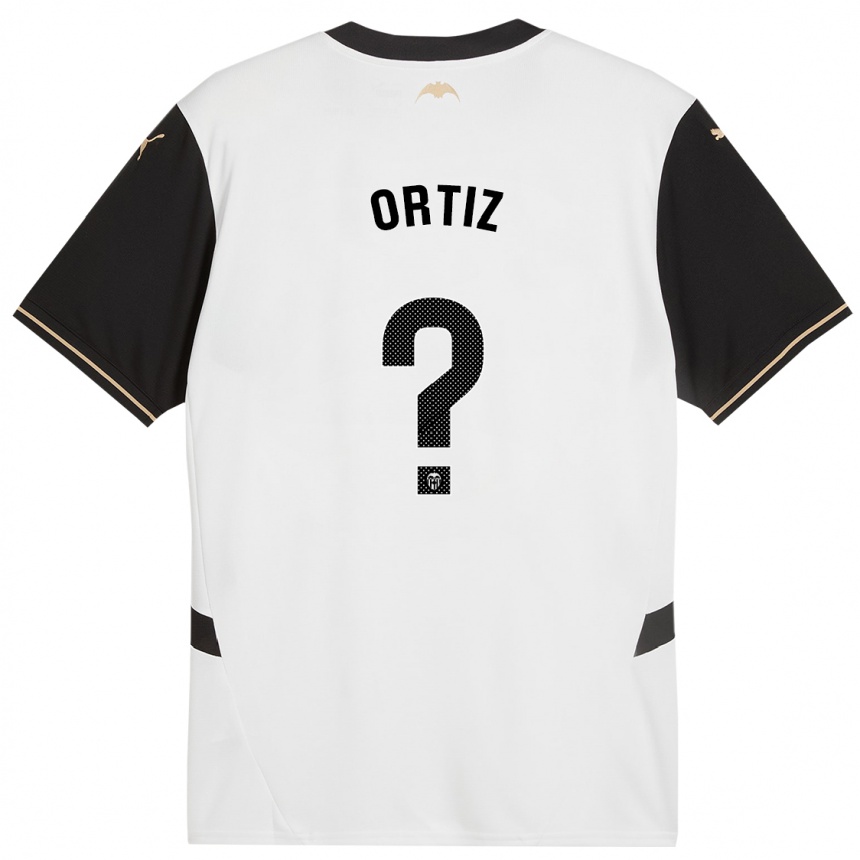 Niño Fútbol Camiseta Pablo Ortiz #0 Blanco Negro 1ª Equipación 2024/25 Perú