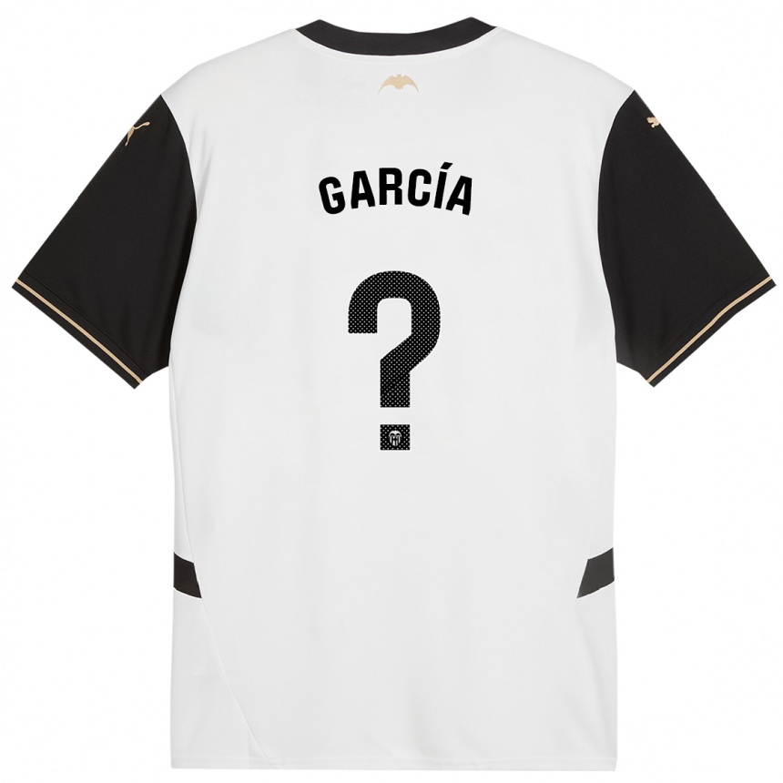 Niño Fútbol Camiseta Víctor García #0 Blanco Negro 1ª Equipación 2024/25 Perú