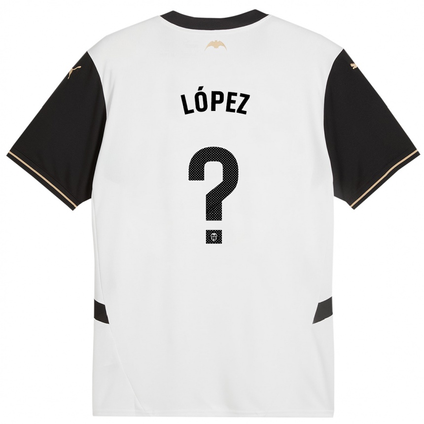 Niño Fútbol Camiseta Pablo López #0 Blanco Negro 1ª Equipación 2024/25 Perú