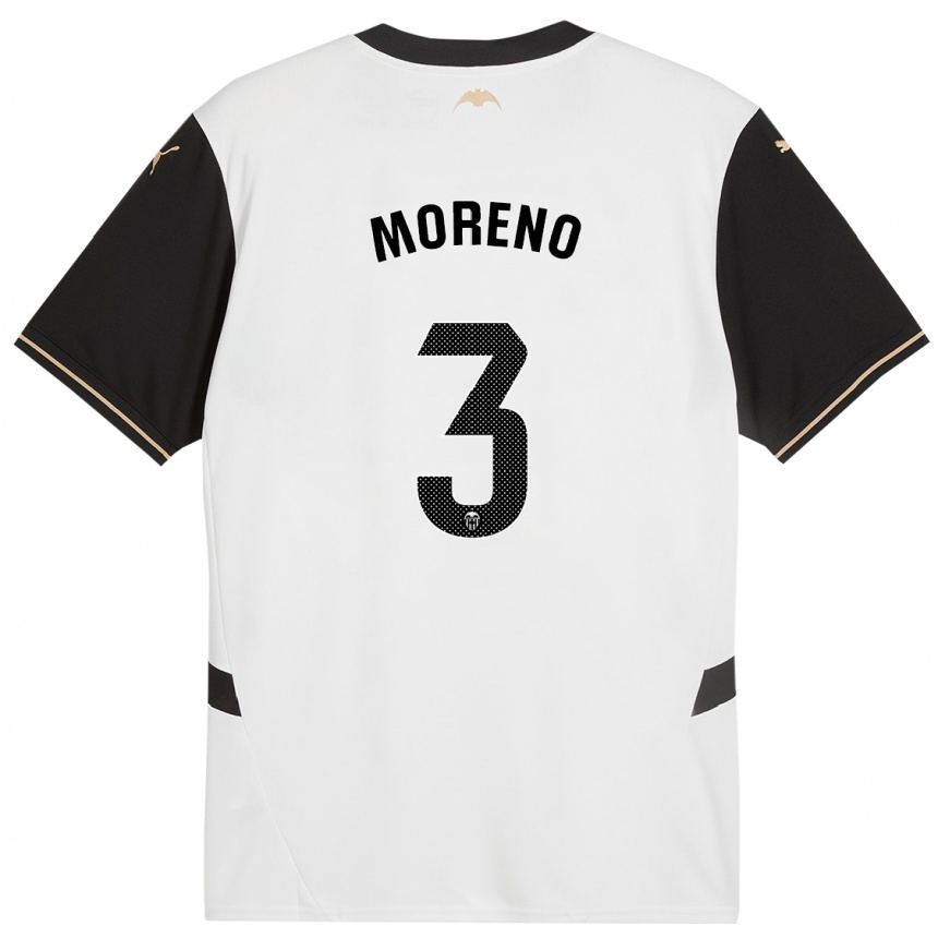 Niño Fútbol Camiseta Diego Moreno #3 Blanco Negro 1ª Equipación 2024/25 Perú