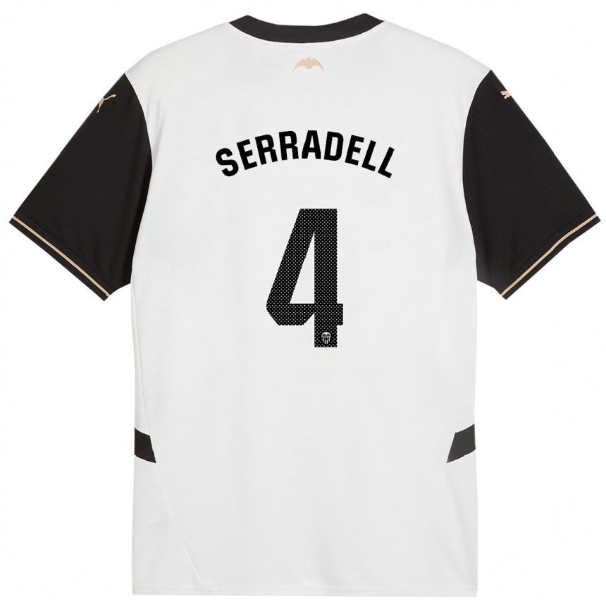 Niño Fútbol Camiseta Álex Serradell #4 Blanco Negro 1ª Equipación 2024/25 Perú