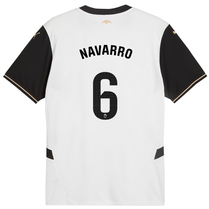 Niño Fútbol Camiseta Javi Navarro #6 Blanco Negro 1ª Equipación 2024/25 Perú