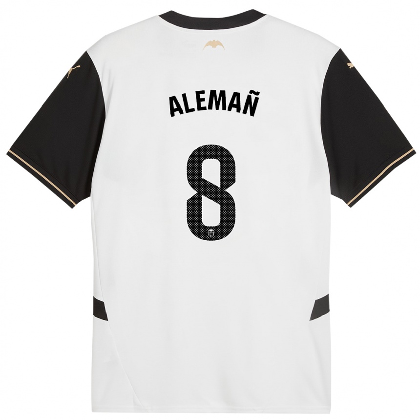 Niño Fútbol Camiseta Pedro Alemañ #8 Blanco Negro 1ª Equipación 2024/25 Perú