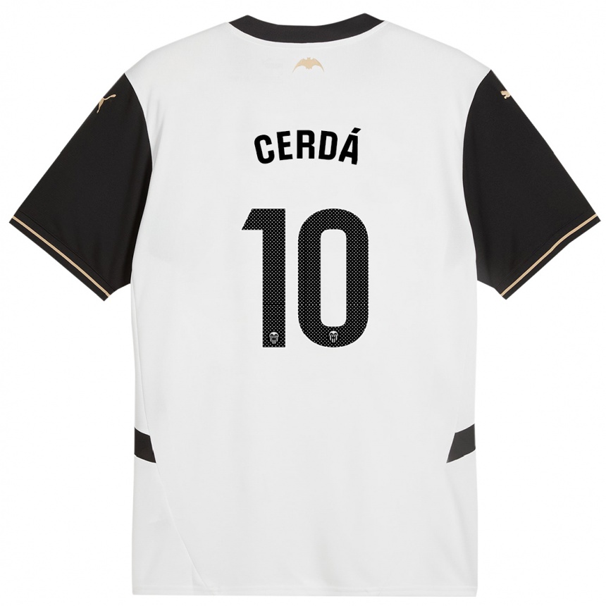 Niño Fútbol Camiseta Alex Cerdá #10 Blanco Negro 1ª Equipación 2024/25 Perú