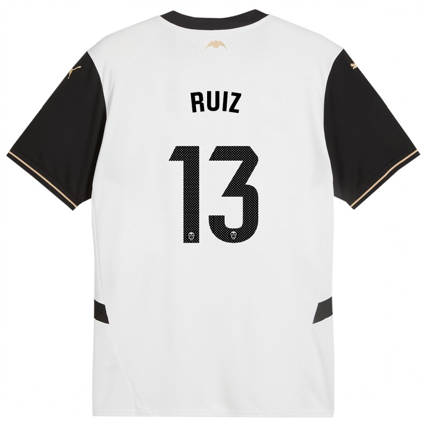 Niño Fútbol Camiseta Nil Ruiz #13 Blanco Negro 1ª Equipación 2024/25 Perú