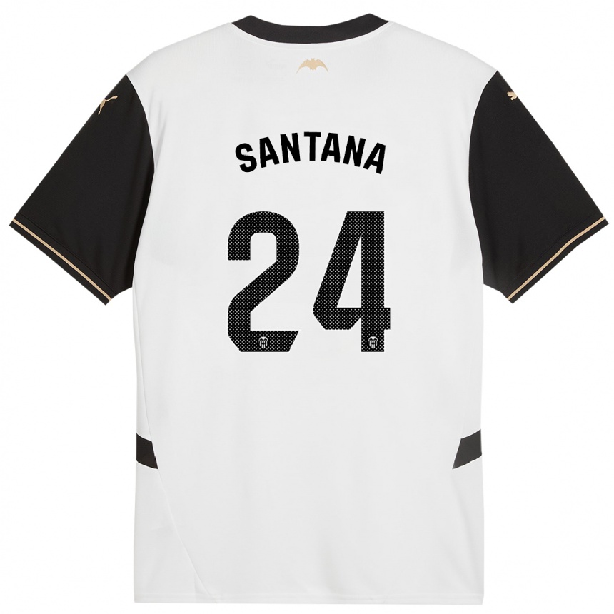 Niño Fútbol Camiseta Ismael Santana #24 Blanco Negro 1ª Equipación 2024/25 Perú