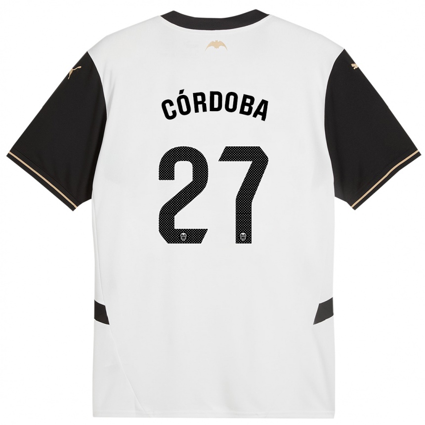 Niño Fútbol Camiseta Iker Córdoba #27 Blanco Negro 1ª Equipación 2024/25 Perú