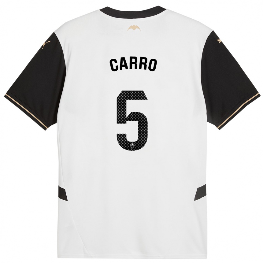 Niño Fútbol Camiseta Marta Carro #5 Blanco Negro 1ª Equipación 2024/25 Perú