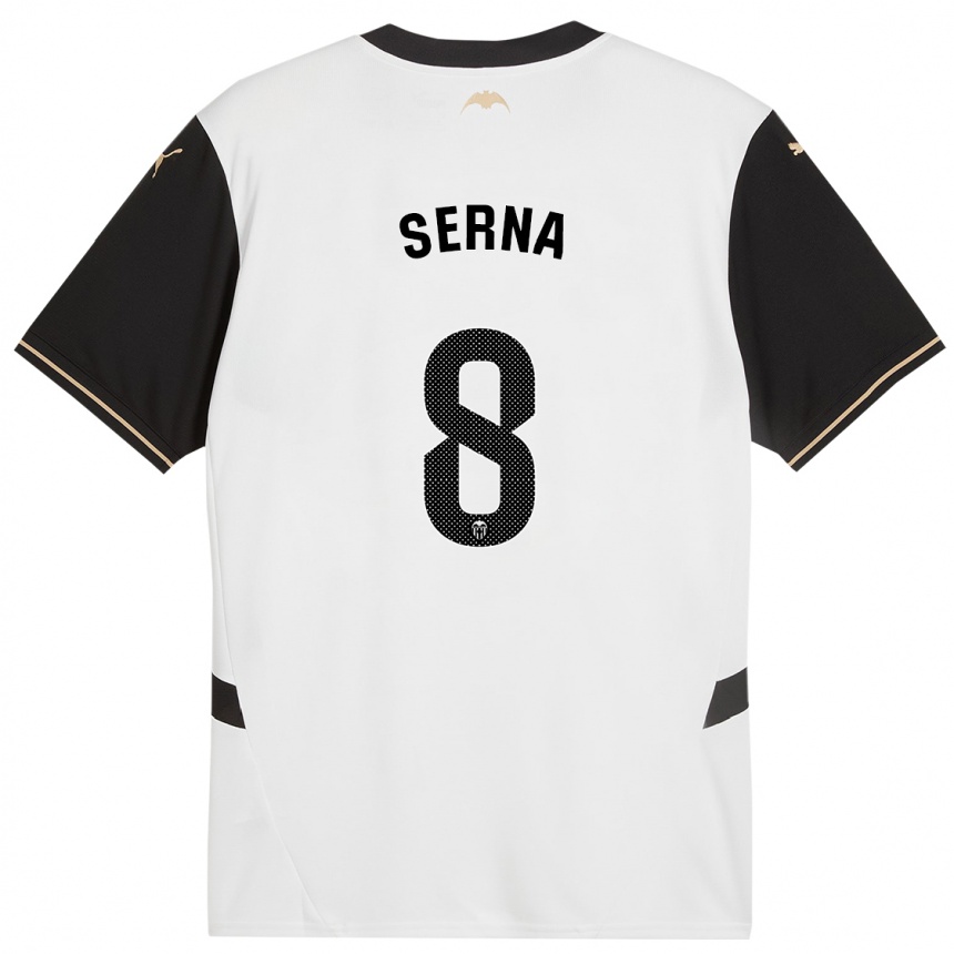 Niño Fútbol Camiseta Liced Serna #8 Blanco Negro 1ª Equipación 2024/25 Perú