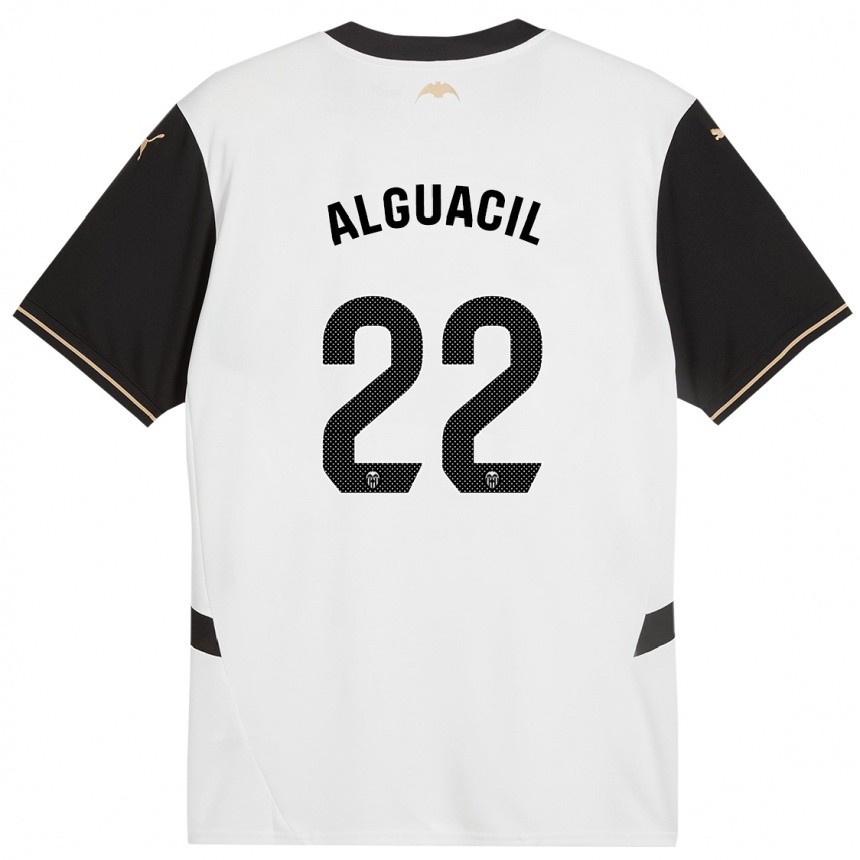 Niño Fútbol Camiseta Ainhoa Alguacil #22 Blanco Negro 1ª Equipación 2024/25 Perú