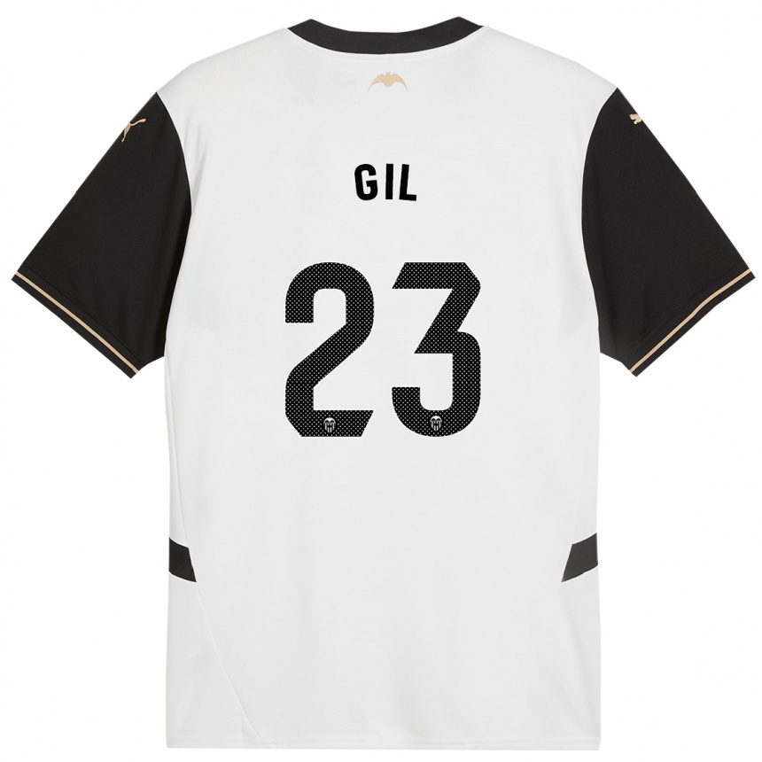 Niño Fútbol Camiseta Elena Gil #23 Blanco Negro 1ª Equipación 2024/25 Perú