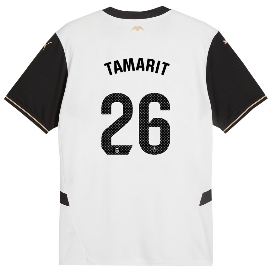 Niño Fútbol Camiseta Sara Tamarit #26 Blanco Negro 1ª Equipación 2024/25 Perú