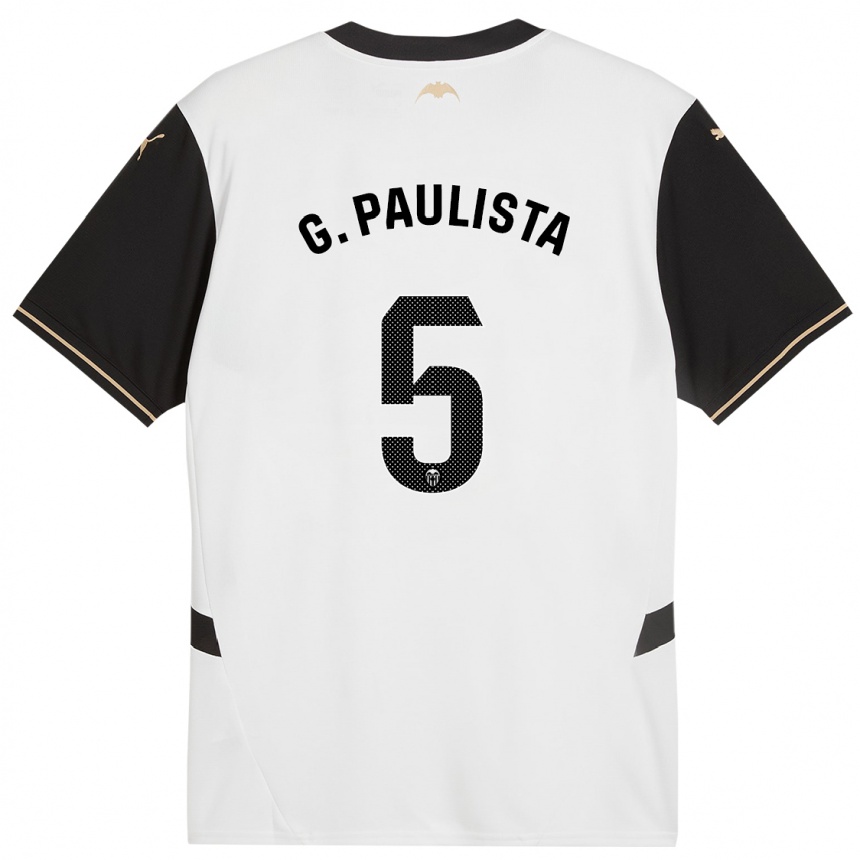 Niño Fútbol Camiseta Gabriel Paulista #5 Blanco Negro 1ª Equipación 2024/25 Perú