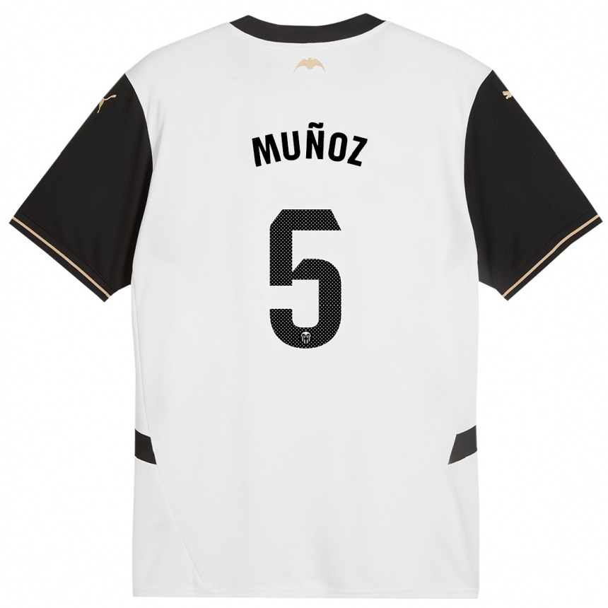 Niño Fútbol Camiseta Iván Muñoz #5 Blanco Negro 1ª Equipación 2024/25 Perú