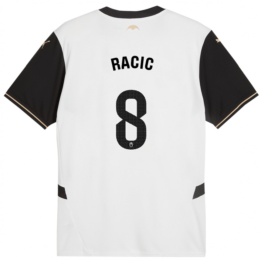 Niño Fútbol Camiseta Uros Racic #8 Blanco Negro 1ª Equipación 2024/25 Perú