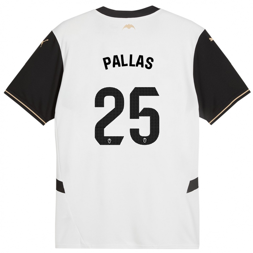 Niño Fútbol Camiseta Nerea Pallas #25 Blanco Negro 1ª Equipación 2024/25 Perú