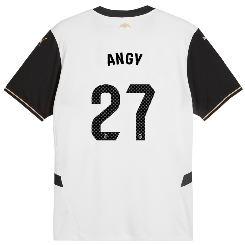 Niño Fútbol Camiseta Angy #27 Blanco Negro 1ª Equipación 2024/25 Perú