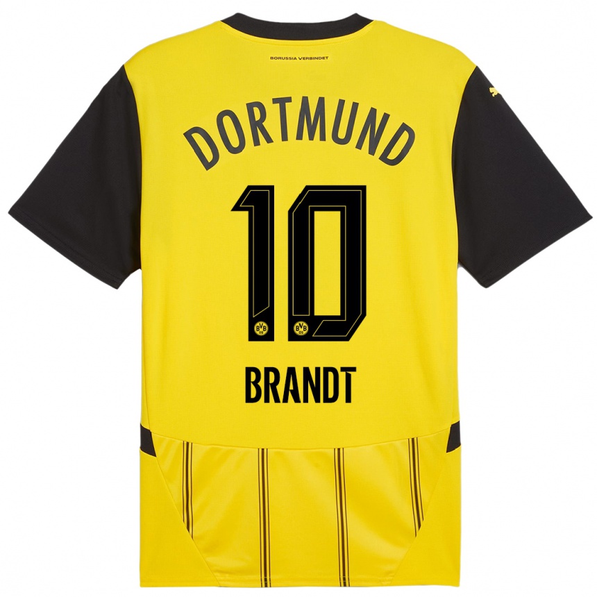 Niño Fútbol Camiseta Julian Brandt #10 Amarillo Negro 1ª Equipación 2024/25 Perú