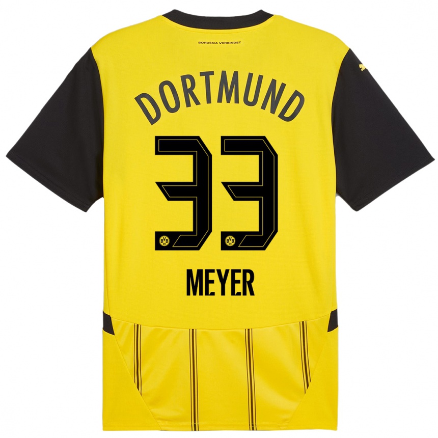 Niño Fútbol Camiseta Alexander Meyer #33 Amarillo Negro 1ª Equipación 2024/25 Perú