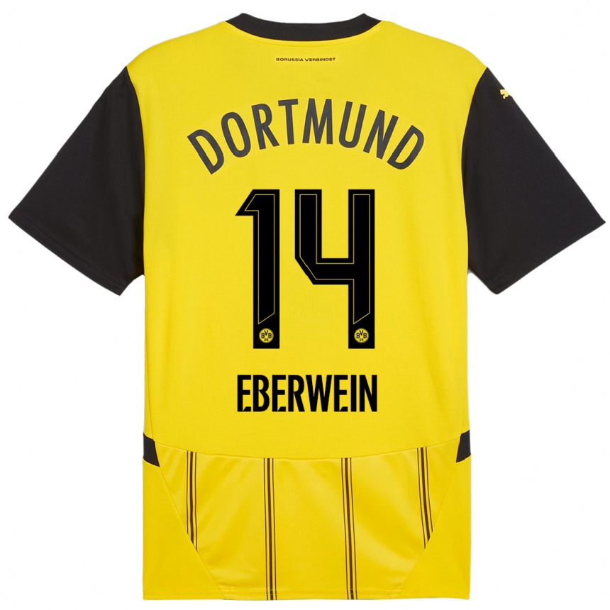 Niño Fútbol Camiseta Michael Eberwein #14 Amarillo Negro 1ª Equipación 2024/25 Perú