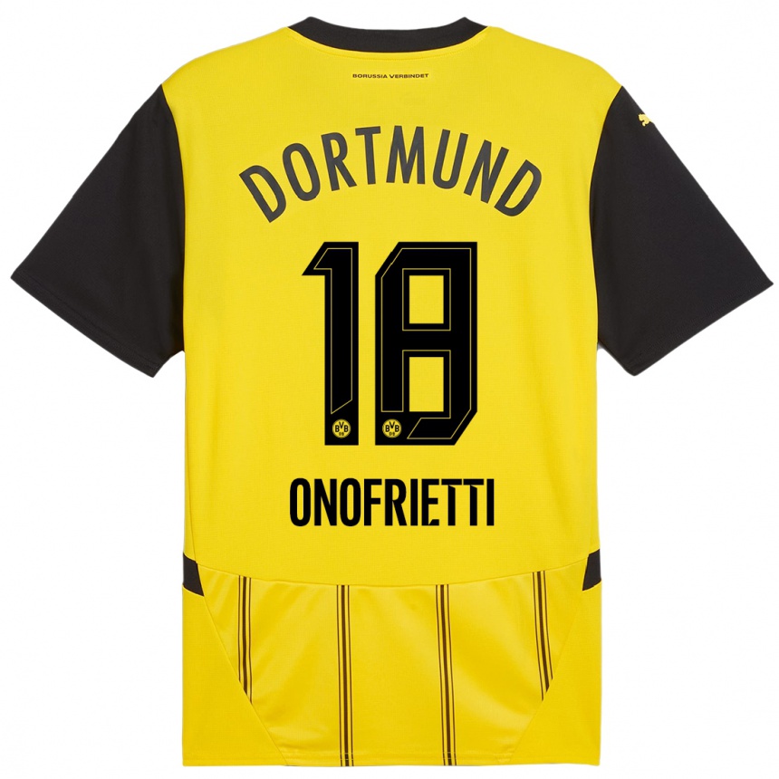 Niño Fútbol Camiseta Vincenzo Onofrietti #18 Amarillo Negro 1ª Equipación 2024/25 Perú