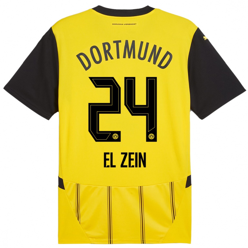 Niño Fútbol Camiseta Abu-Bekir Omer El-Zein #24 Amarillo Negro 1ª Equipación 2024/25 Perú