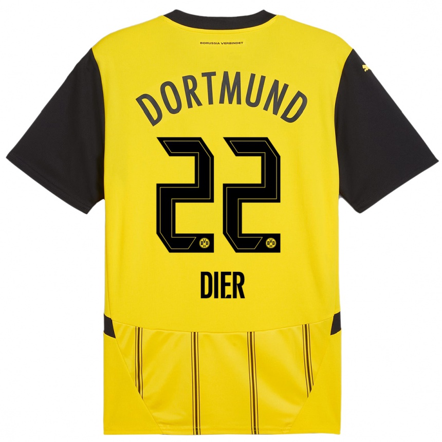 Niño Fútbol Camiseta Henrik Dier #22 Amarillo Negro 1ª Equipación 2024/25 Perú