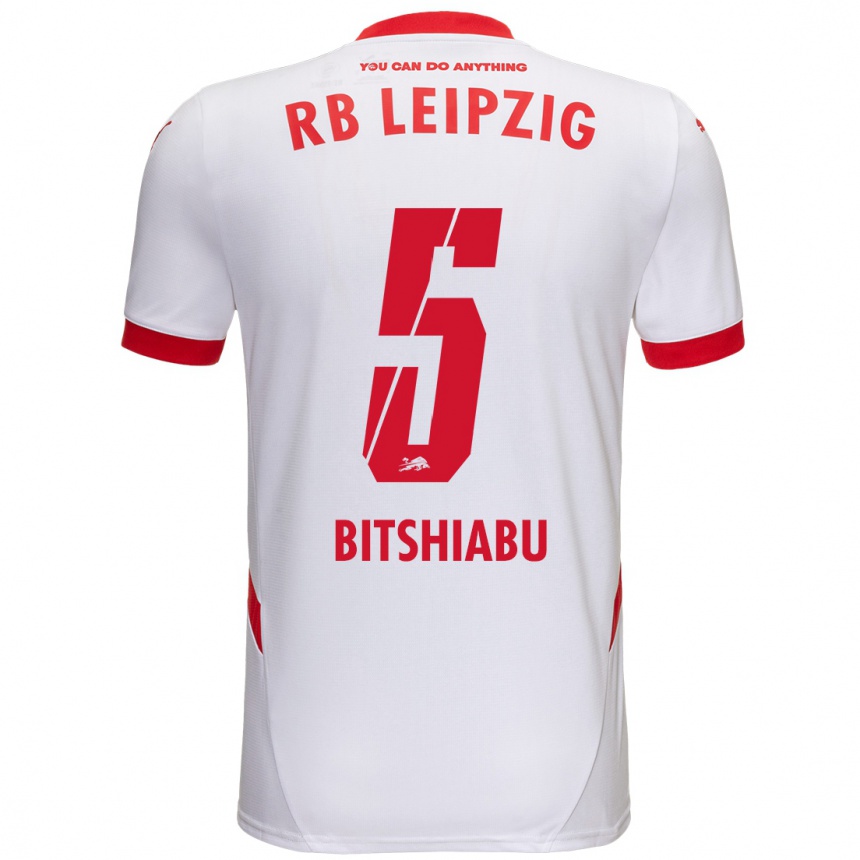 Niño Fútbol Camiseta El Chadaille Bitshiabu #5 Blanco Rojo 1ª Equipación 2024/25 Perú