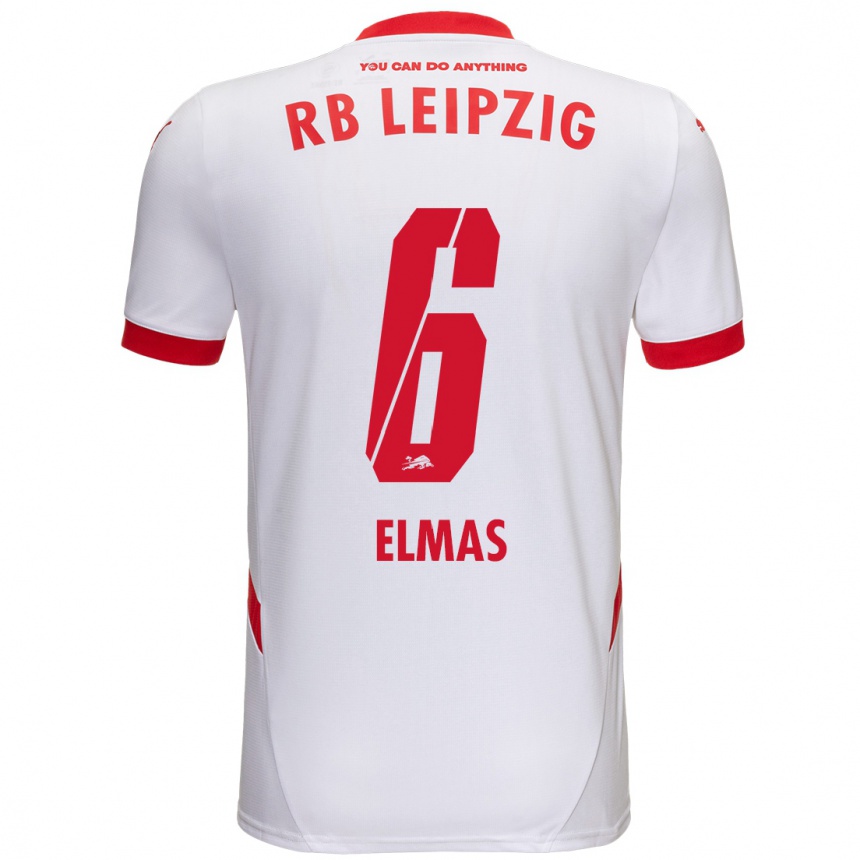 Niño Fútbol Camiseta Eljif Elmas #6 Blanco Rojo 1ª Equipación 2024/25 Perú