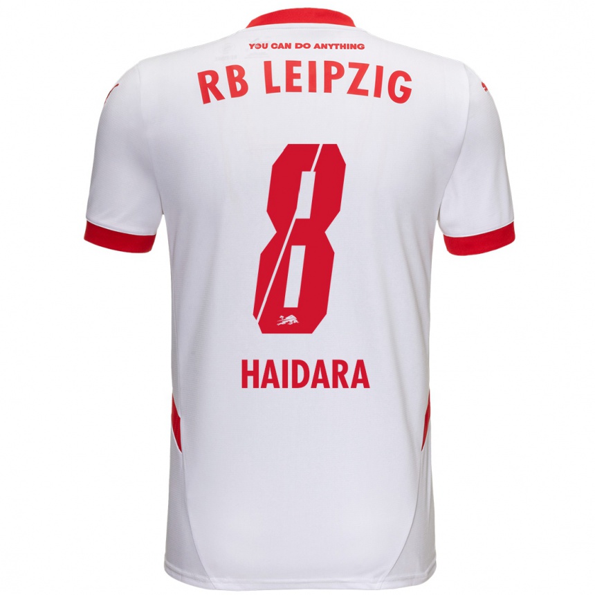 Niño Fútbol Camiseta Amadou Haidara #8 Blanco Rojo 1ª Equipación 2024/25 Perú