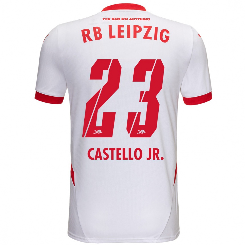 Niño Fútbol Camiseta Castello Lukeba #23 Blanco Rojo 1ª Equipación 2024/25 Perú