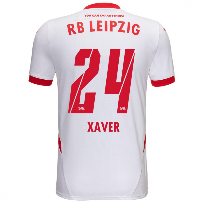 Niño Fútbol Camiseta Xaver Schlager #24 Blanco Rojo 1ª Equipación 2024/25 Perú