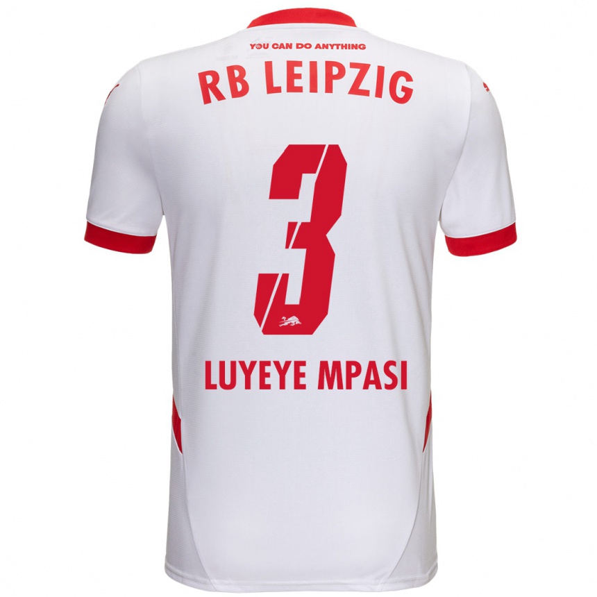 Niño Fútbol Camiseta Seal Luyeye Mpasi #3 Blanco Rojo 1ª Equipación 2024/25 Perú