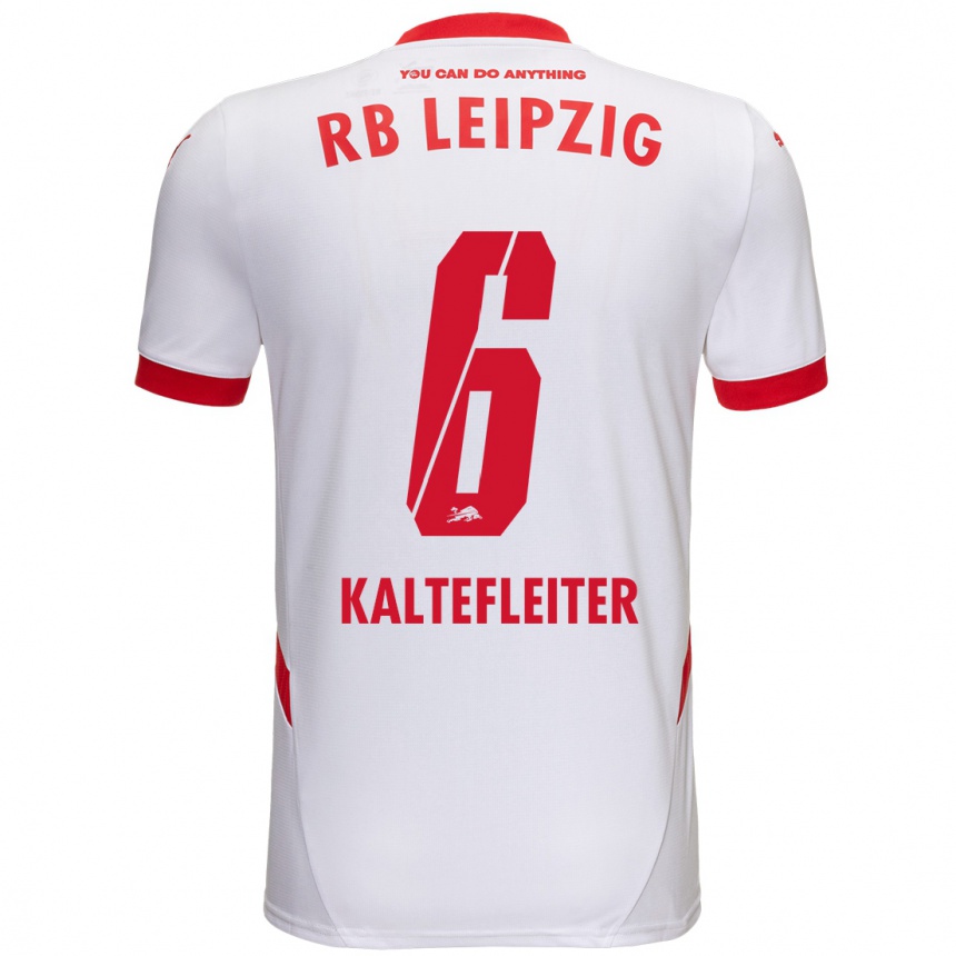 Niño Fútbol Camiseta Benno Kaltefleiter #6 Blanco Rojo 1ª Equipación 2024/25 Perú