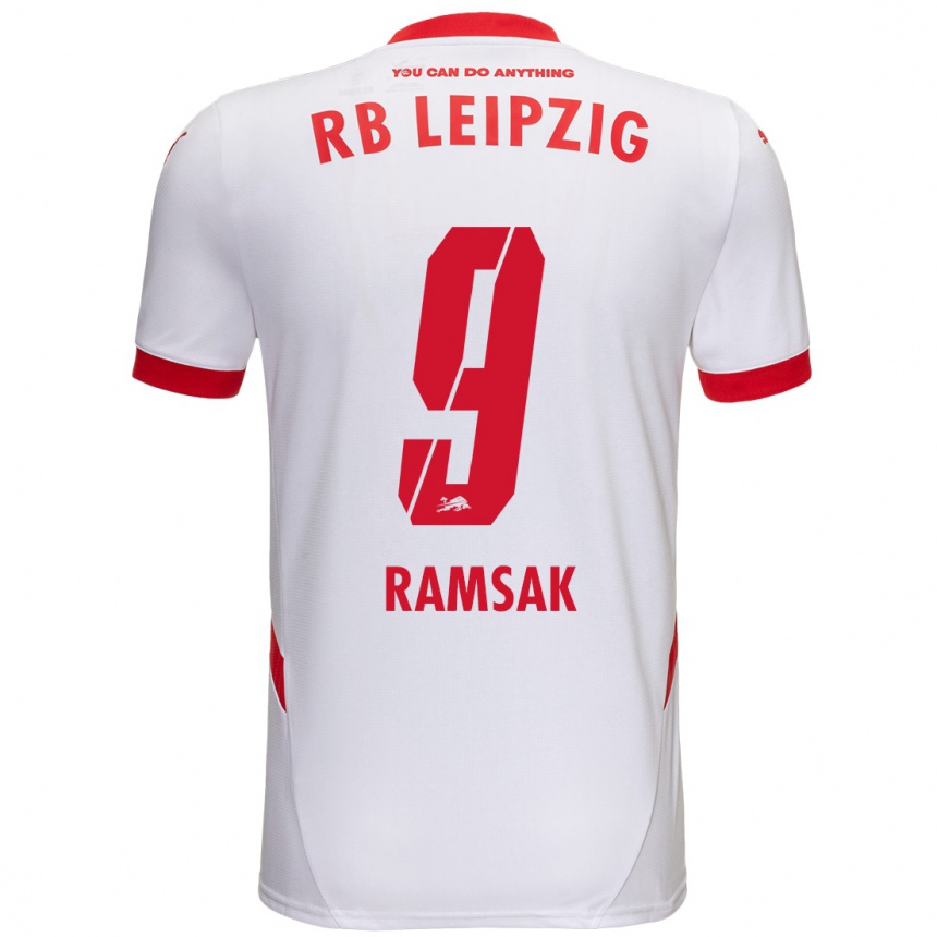 Niño Fútbol Camiseta Robert Ramsak #9 Blanco Rojo 1ª Equipación 2024/25 Perú