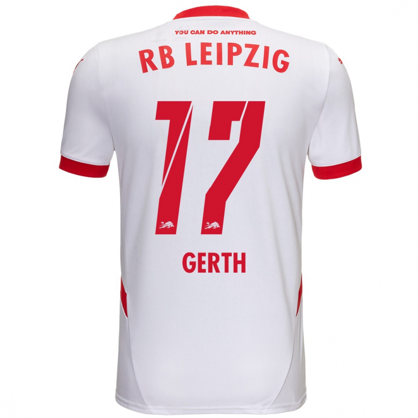 Niño Fútbol Camiseta Amos Gerth #17 Blanco Rojo 1ª Equipación 2024/25 Perú