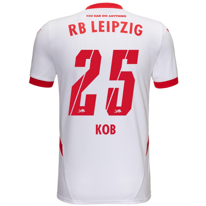 Niño Fútbol Camiseta Leon Koß #25 Blanco Rojo 1ª Equipación 2024/25 Perú