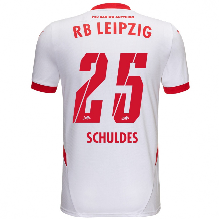 Niño Fútbol Camiseta Jamie Schuldes #25 Blanco Rojo 1ª Equipación 2024/25 Perú