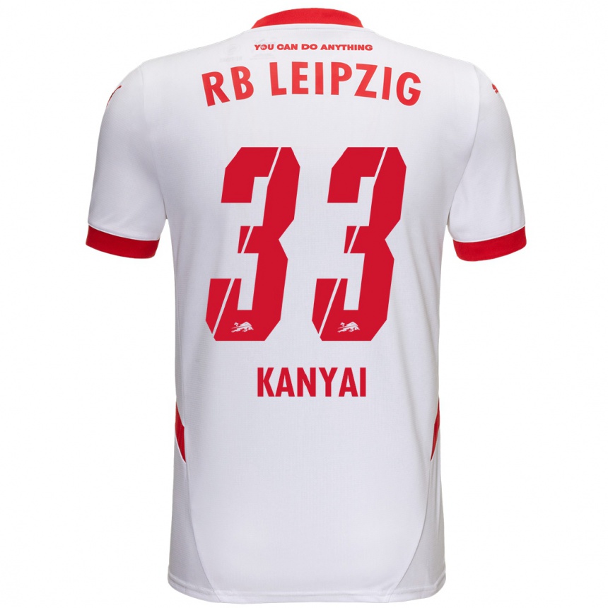 Niño Fútbol Camiseta Janos Kanyai #33 Blanco Rojo 1ª Equipación 2024/25 Perú