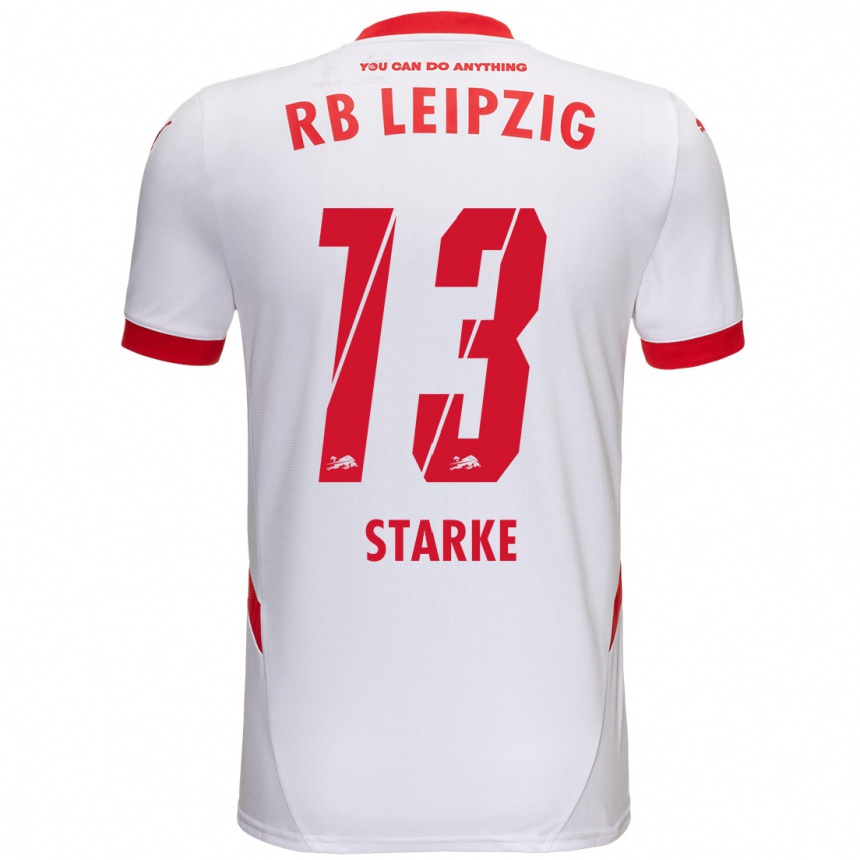 Niño Fútbol Camiseta Sandra Starke #13 Blanco Rojo 1ª Equipación 2024/25 Perú