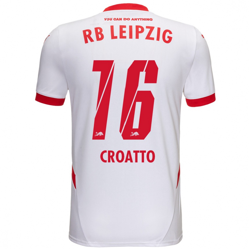 Niño Fútbol Camiseta Michela Croatto #16 Blanco Rojo 1ª Equipación 2024/25 Perú