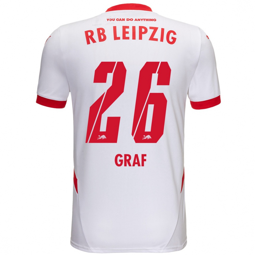 Niño Fútbol Camiseta Luca Maria Graf #26 Blanco Rojo 1ª Equipación 2024/25 Perú