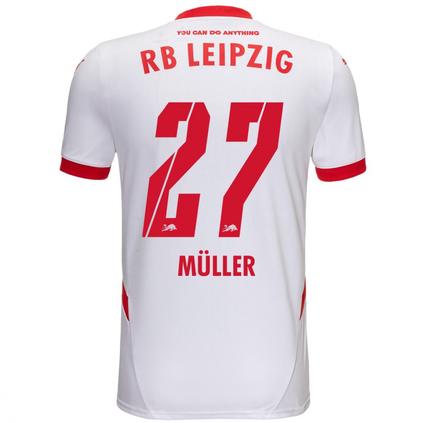 Niño Fútbol Camiseta Marlene Müller #27 Blanco Rojo 1ª Equipación 2024/25 Perú