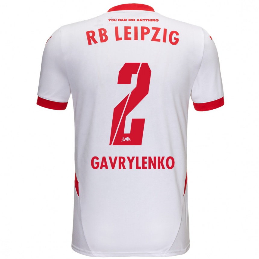 Niño Fútbol Camiseta Oleksandr Gavrylenko #2 Blanco Rojo 1ª Equipación 2024/25 Perú