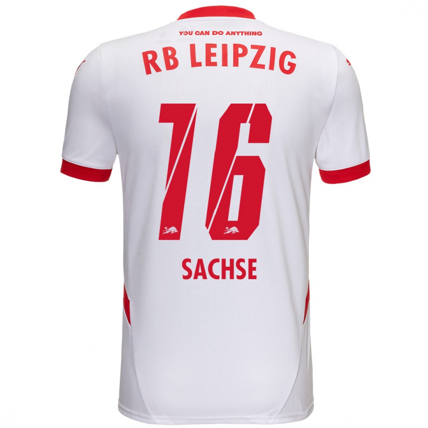 Niño Fútbol Camiseta Jakob Sachse #16 Blanco Rojo 1ª Equipación 2024/25 Perú