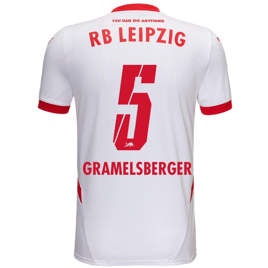 Niño Fútbol Camiseta Lennert Gramelsberger #5 Blanco Rojo 1ª Equipación 2024/25 Perú